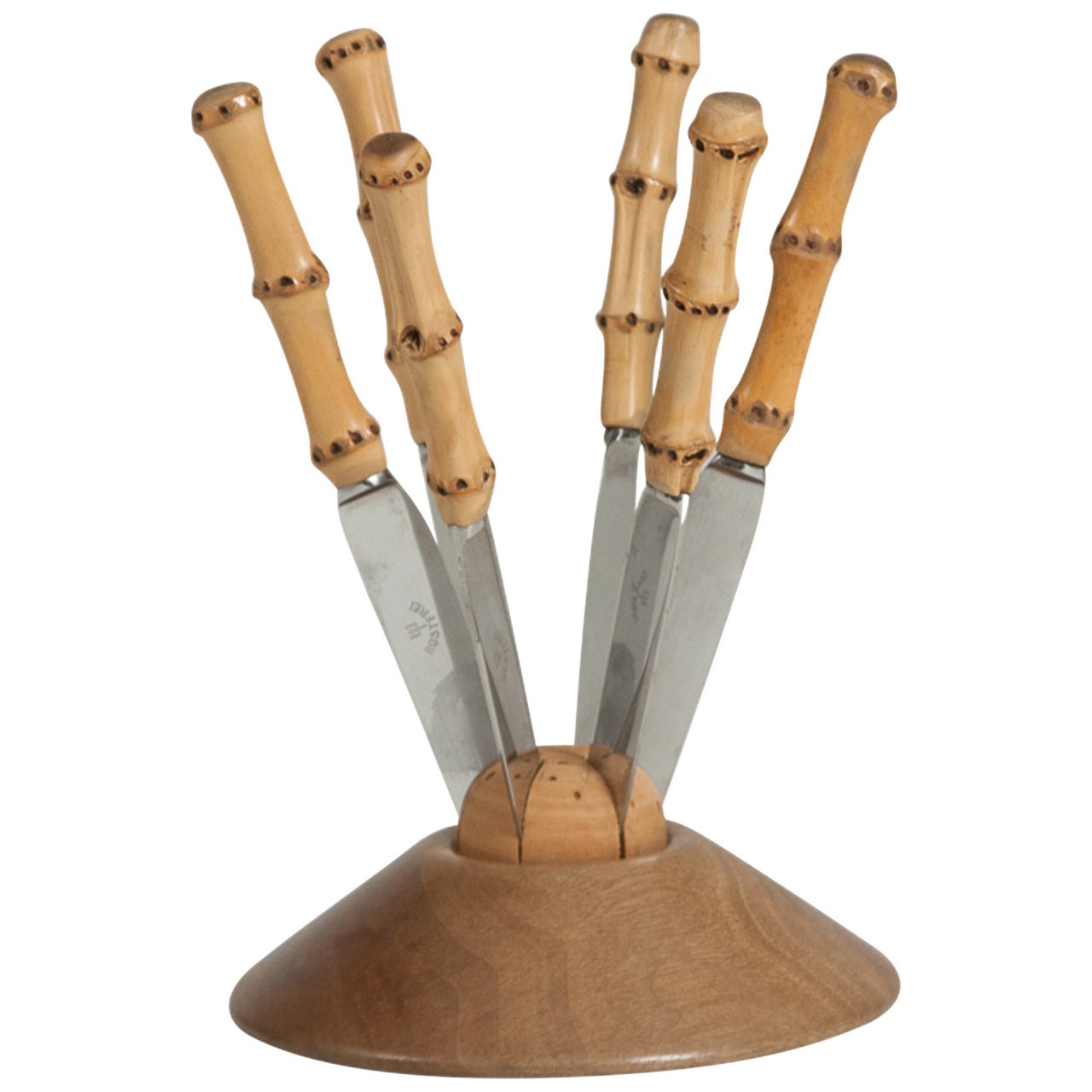 Bamboo Handle Knife Set, Austrian, 1950s For Sale