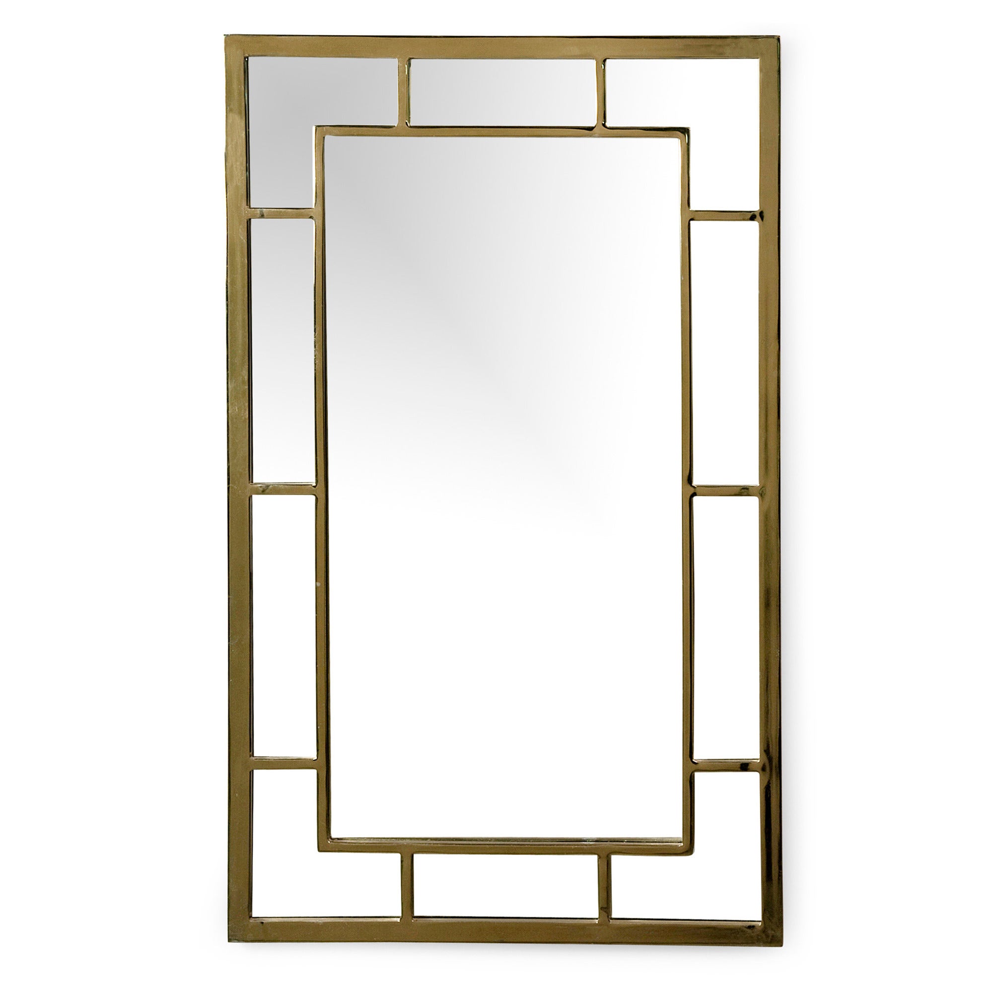 Double Border Brass Frame Mirror For Sale