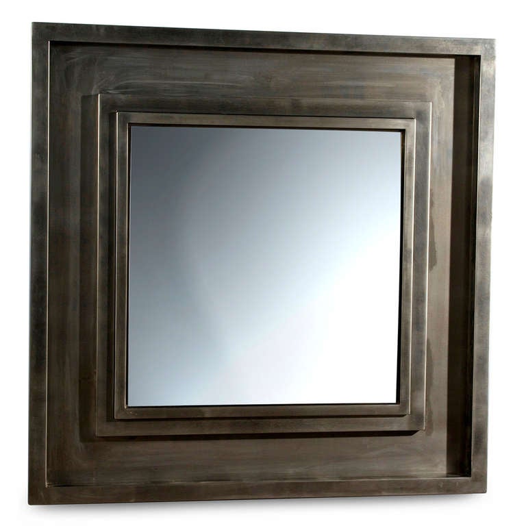 French Brushed Steel Frame Mirror
