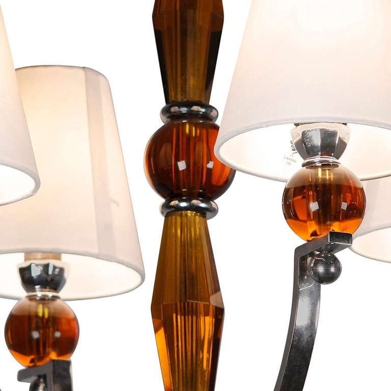 Amber Glass Chandelier In Excellent Condition In Brooklyn, NY