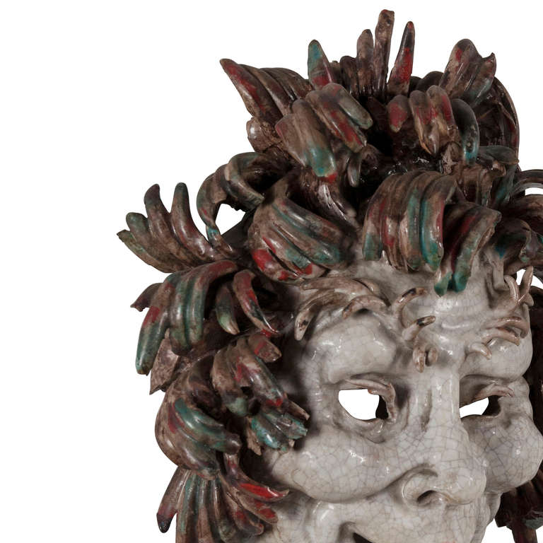 Ceramic Comedia del'Arte Masks by Pattarino For Sale