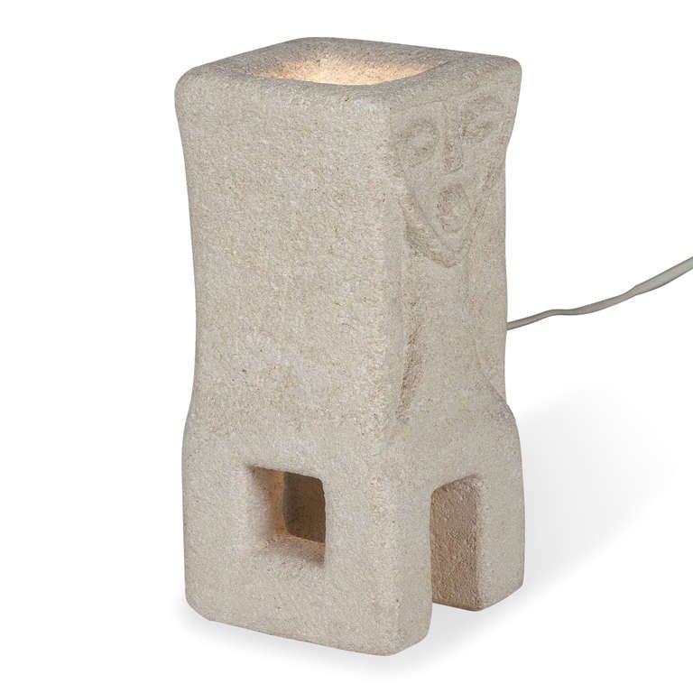 Late 20th Century Sculpted Stone Lamp by A. Tormos
