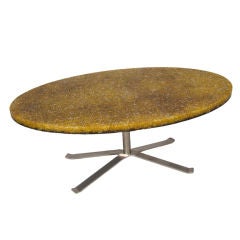 Oval Poured Resin Top Coffee Table by Pierre Giraudon
