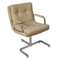 Chrome and Beige Leather Desk Armchair by Raphael