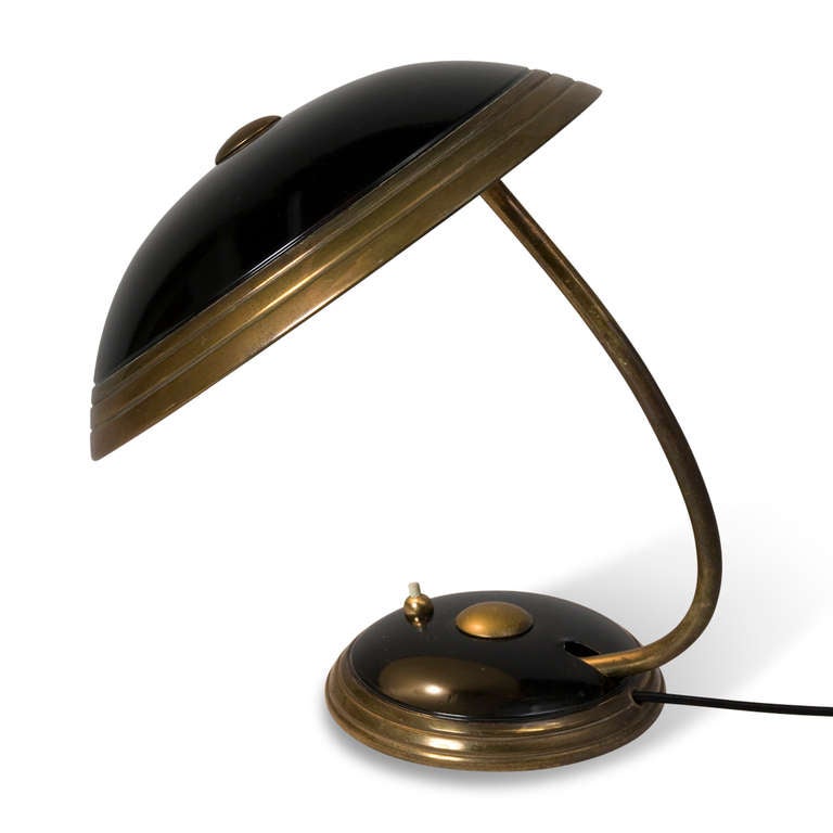 Black Dome Pivoting Desk Lamp In Excellent Condition In Brooklyn, NY