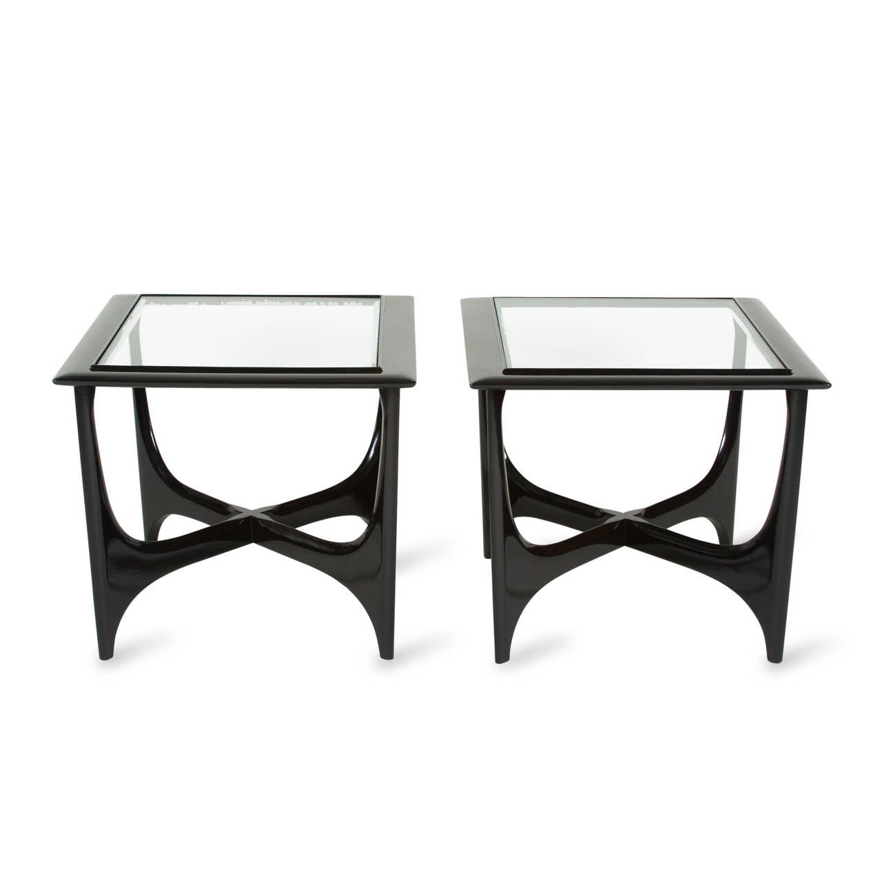 Pair of Black Lacquered End Tables by Adrian Pearsall In Excellent Condition In Brooklyn, NY