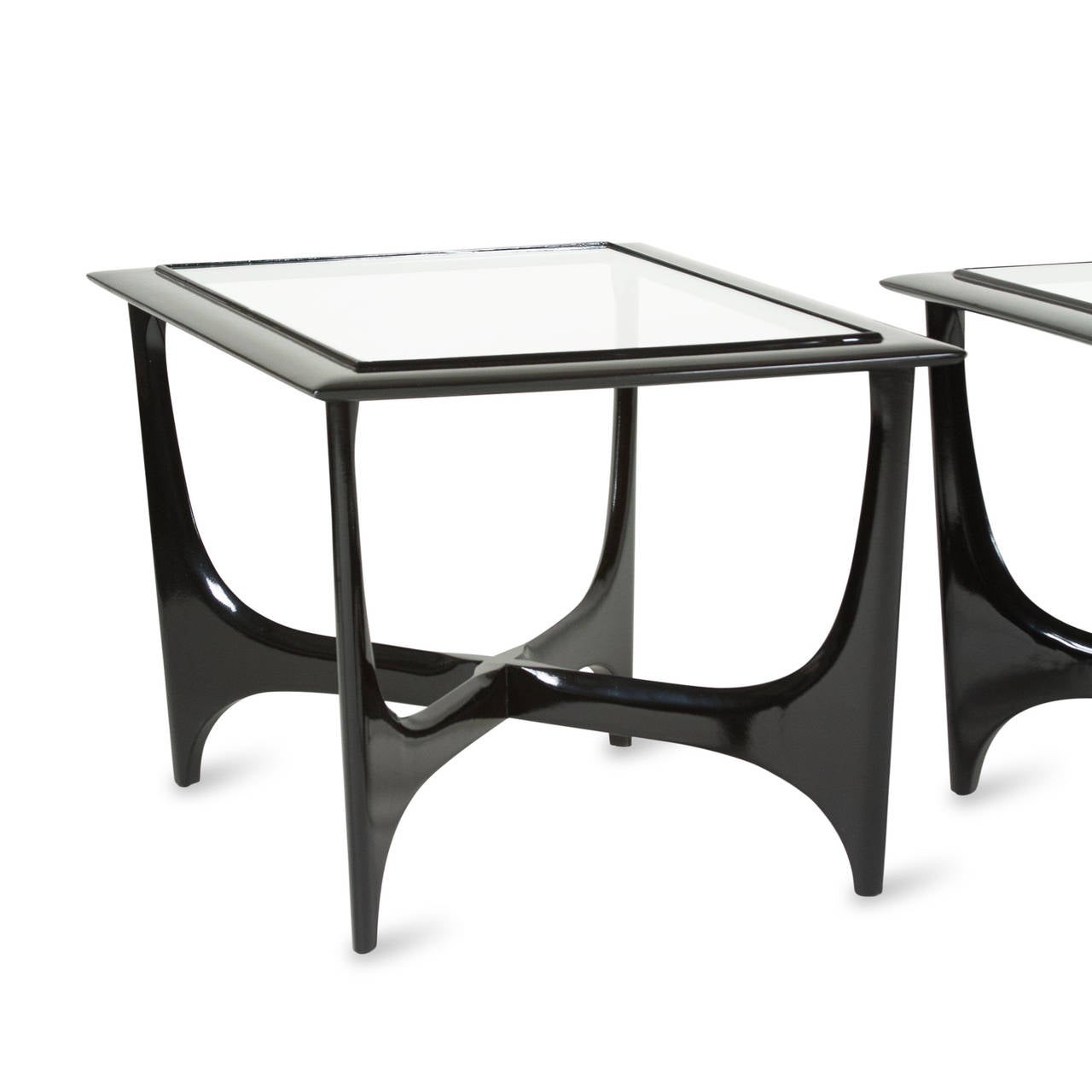 Mid-20th Century Pair of Black Lacquered End Tables by Adrian Pearsall