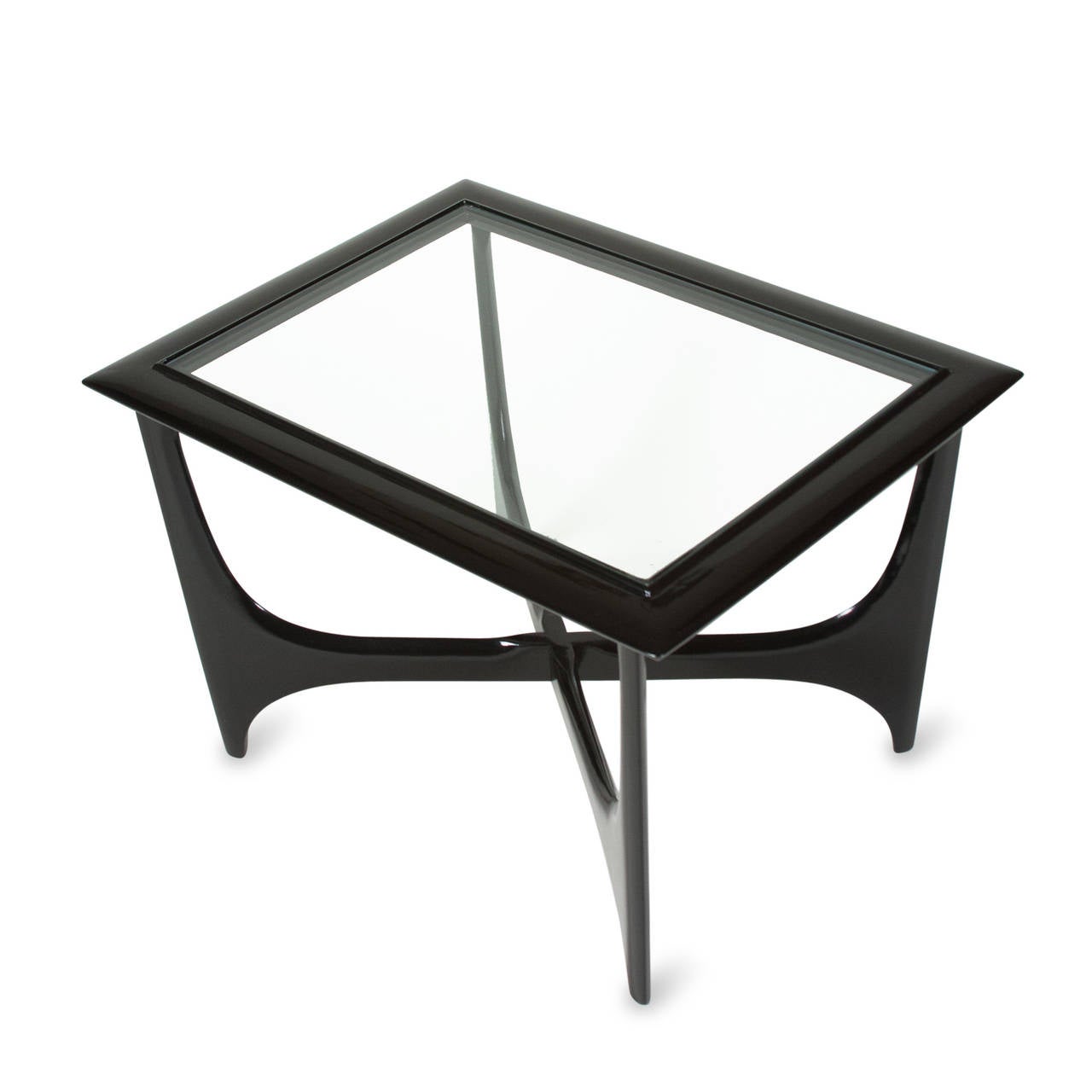 American Pair of Black Lacquered End Tables by Adrian Pearsall