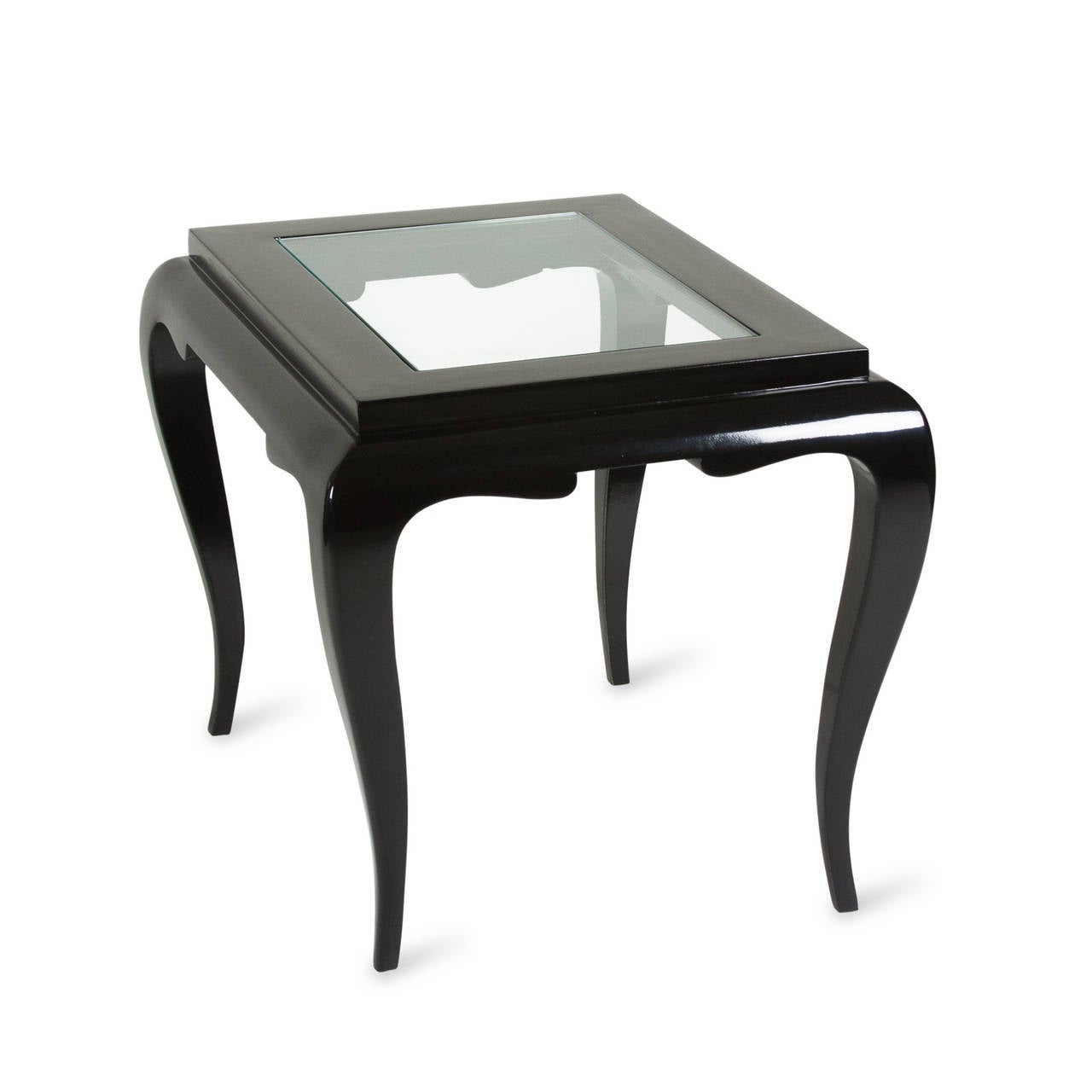 Mid-20th Century Black Lacquered End Tables in the Style of Rene Drouet