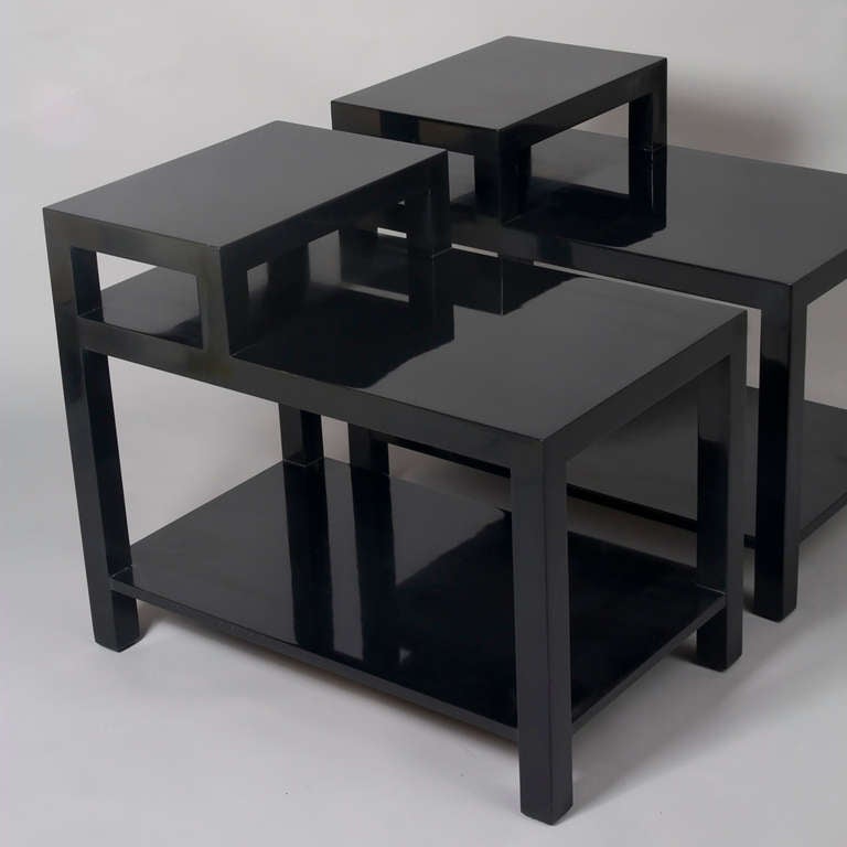 Black Lacquered End Tables, Pair at 1stdibs