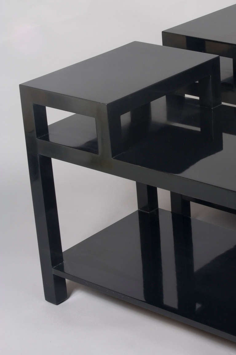 Black Lacquered End Tables, Pair at 1stdibs