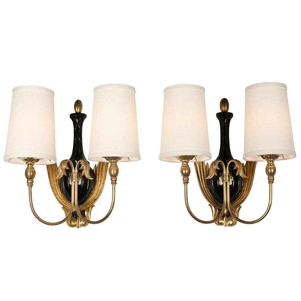 Pair of Carved Giltwood Wall Sconces