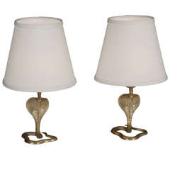 Pair of Bronze Cobra Lamps