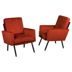 Pair of Guariche Style Armchairs, French, 1950s