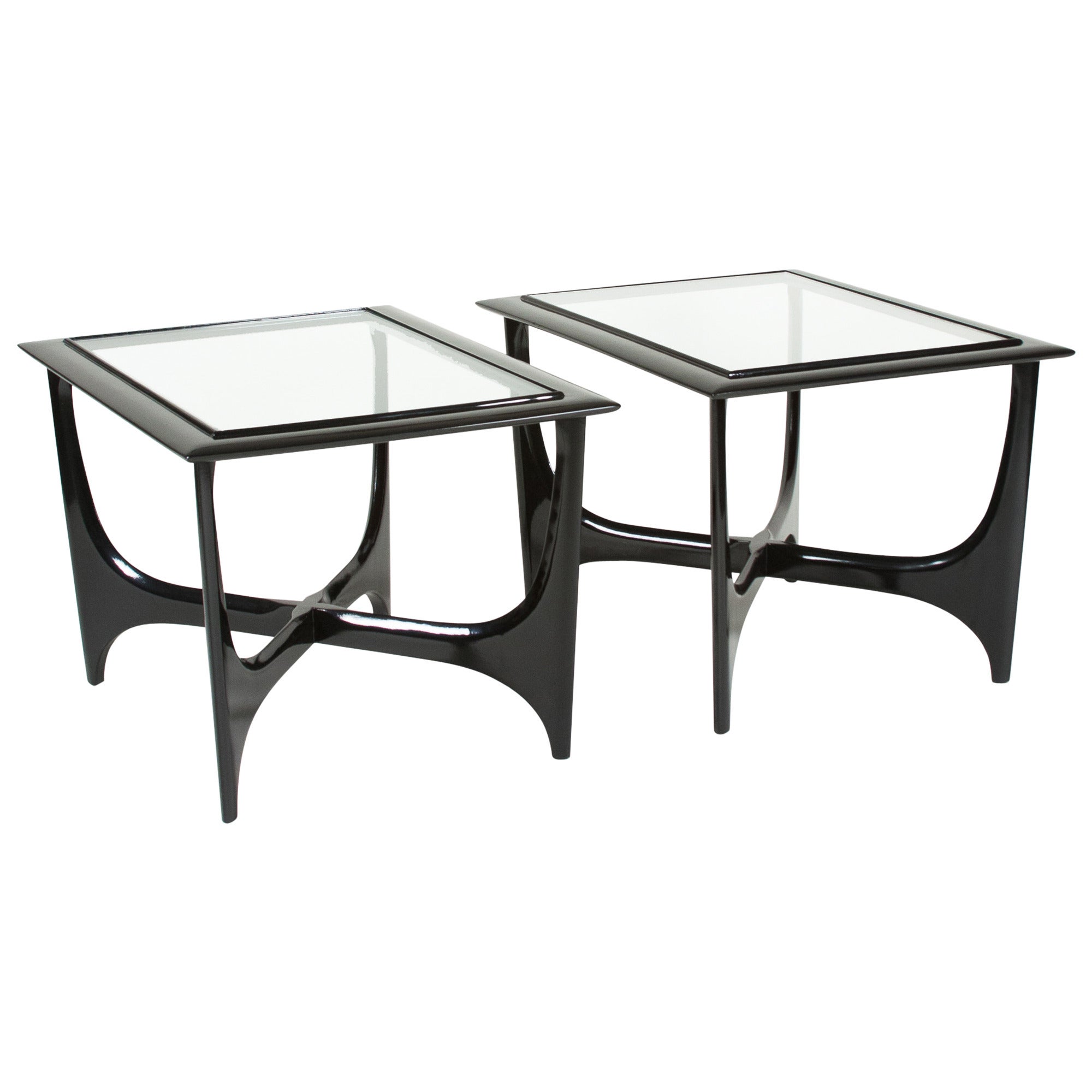 Pair of Black Lacquered End Tables by Adrian Pearsall