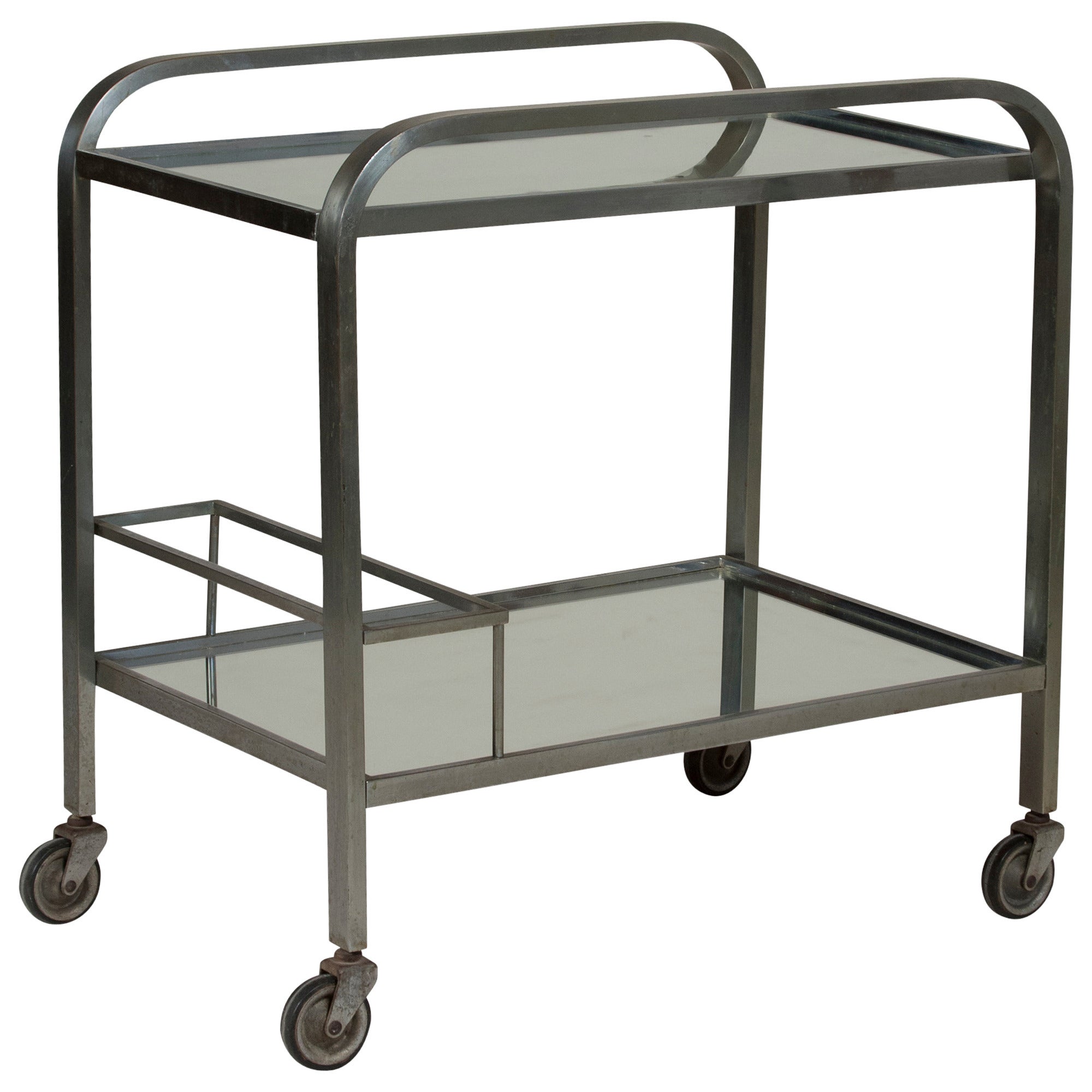 1930s Mirrored Serving Cart For Sale