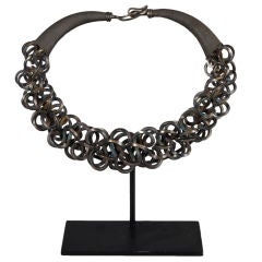 Miao Tribe Interlaced and Massed Rings Silver Pectoral Necklace
