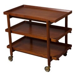 Three Tier Teak Serving Cart by Poul Hundevad