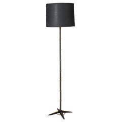 Gun Metal and Bronze Star Base Standing Lamp by Jacques Adnet