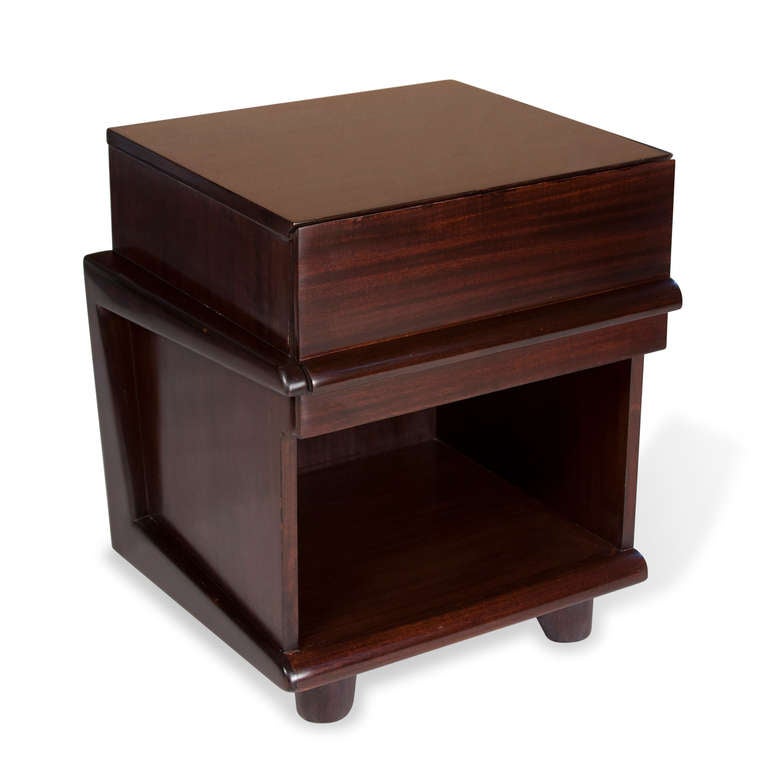 Pair of Single Drawer Walnut End Tables 1