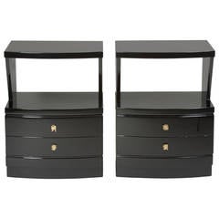 Pair of Black Lacquered End Tables, American, 1970s