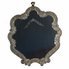 Undulating Form Textured Glass Frame Mirror