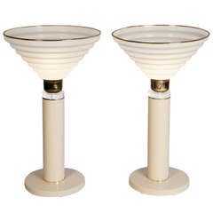 80s Deco Revival Table Lamps, Pair