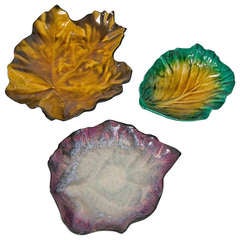 Ceramic Leaf Dishes by Pol Chambost