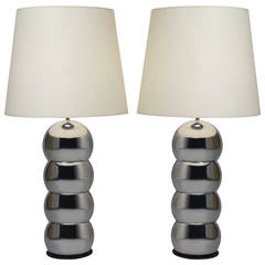 Pair of Chrome Table Lamps, American, 1960s