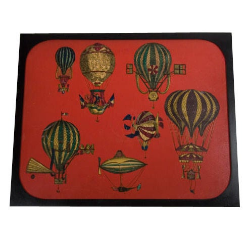 Hot Air Balloon Lithograph Panel by Piero Fornasetti