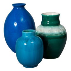 Group of Ceramics in Shades of Blue and Green