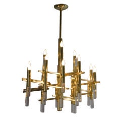 Brass and Lucite Chandelier by Sciolari