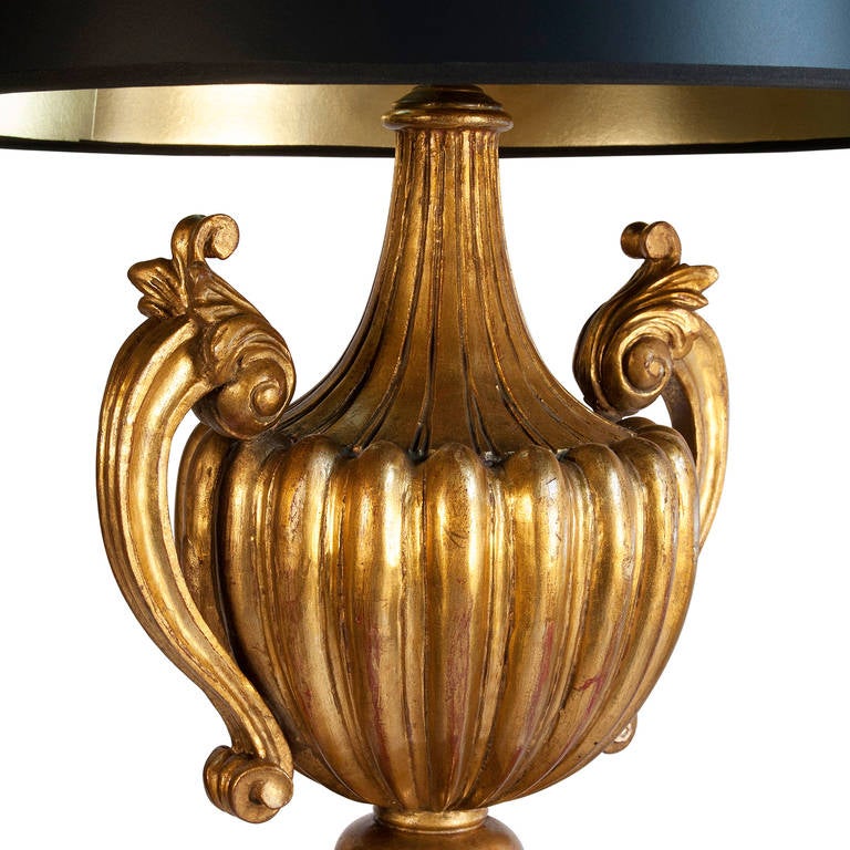 Gilt Column Floor Lamp In Excellent Condition In Brooklyn, NY