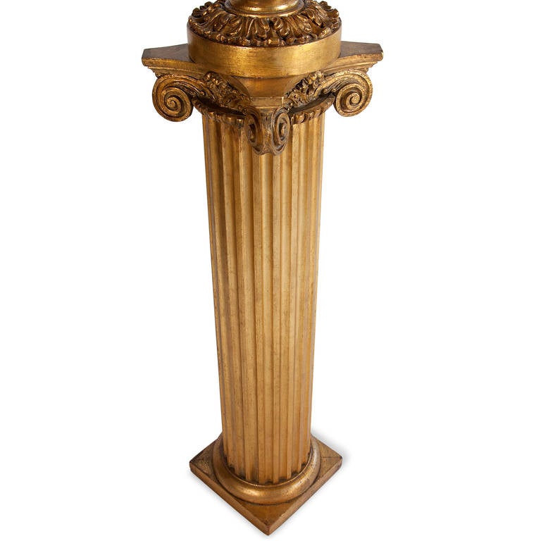 Mid-20th Century Gilt Column Floor Lamp