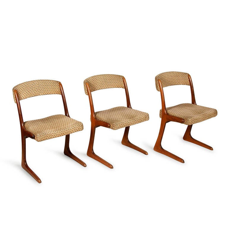 Set of Six French Modern Walnut Dining Chairs In Good Condition In Brooklyn, NY