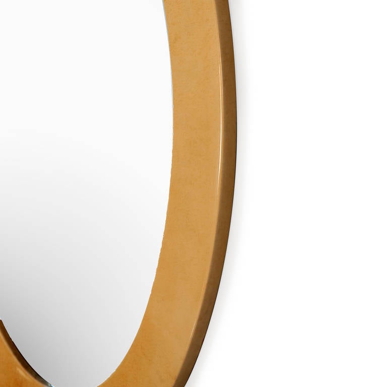 Aldo Tura Lacquered Goatskin Mirror In Excellent Condition In Brooklyn, NY