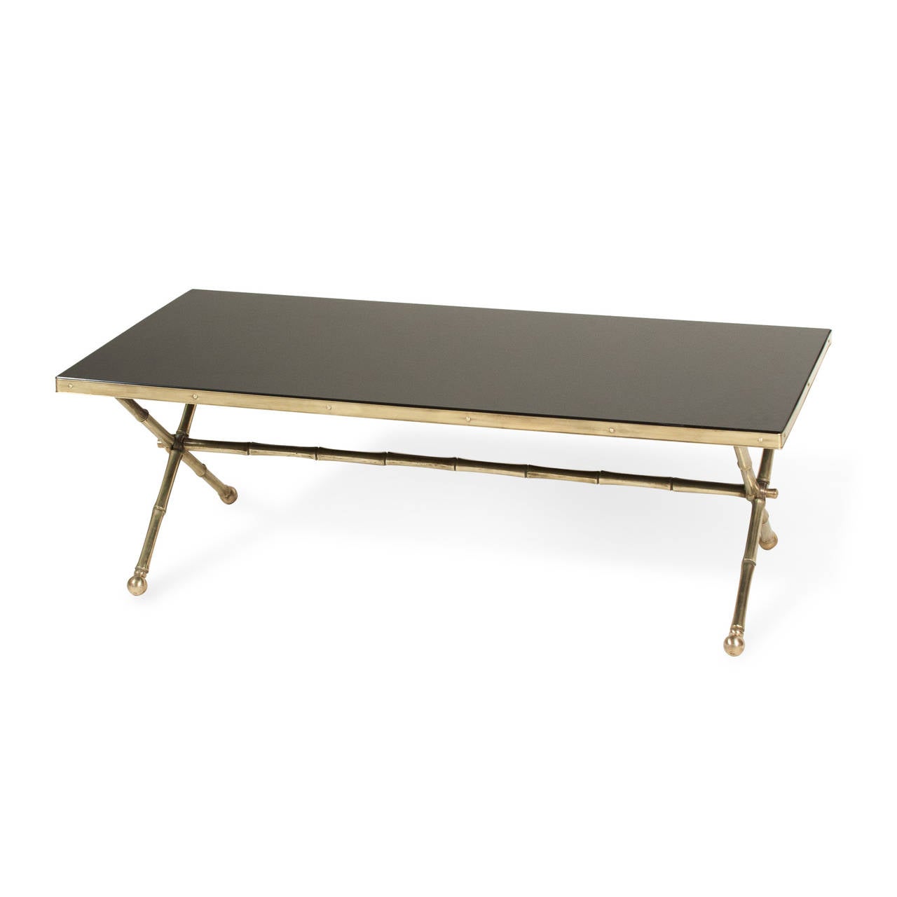 French Baguès Black Glass Coffee Table