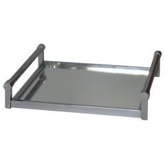 Nickeled Bronze Frame Mirror Serving Tray by Jacques Adnet