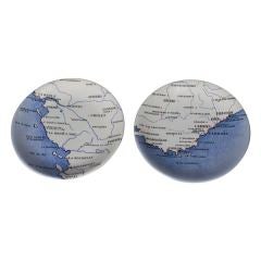 Vintage Primavera Faience Plates Decorated with Map by Colette Gueden