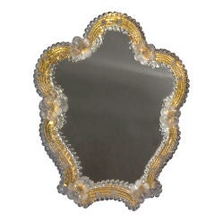 Gold and Clear Murano Glass Tabletop Mirror Gold and Clear Murano Glass Tabletop Mirror