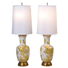 Pair of Chinese Style Ceramic Lamps by Marbro