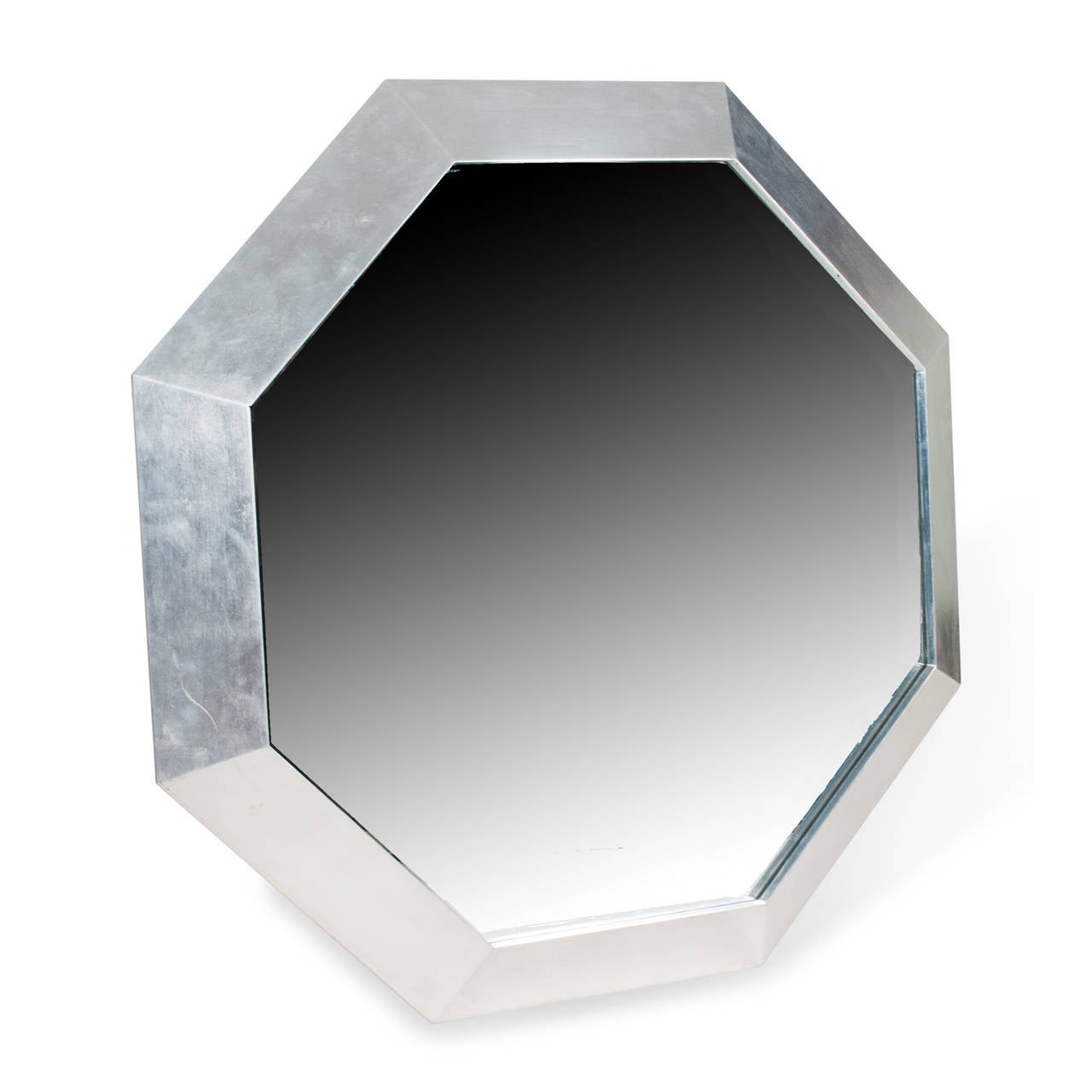 American Silver Wood Frame Octagonal Mirror For Sale