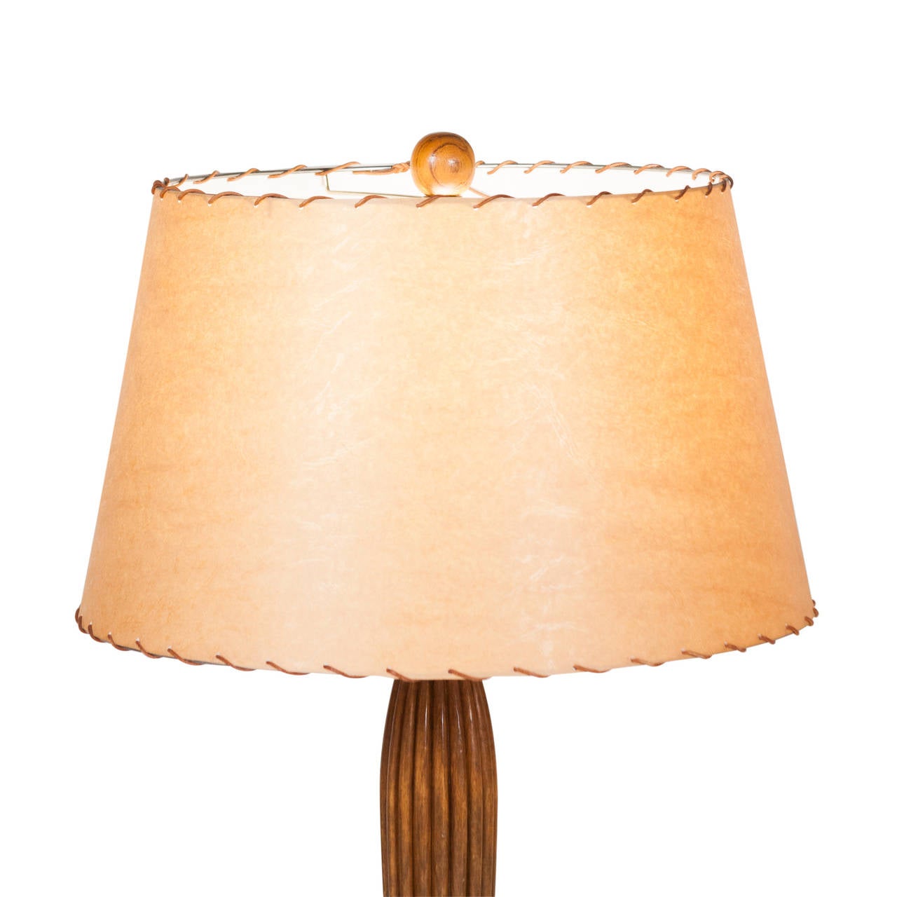 Italian Fluted Column Fruitwood Table Lamps, Pair For Sale 4