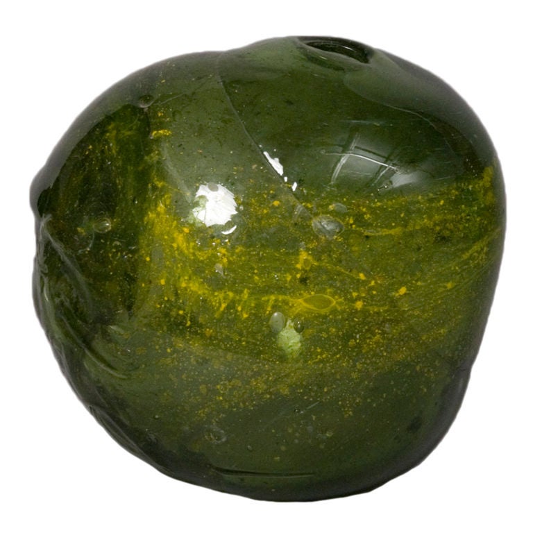 Biomorphic Handblown Green Glass Vase by Fritz Dreisbach