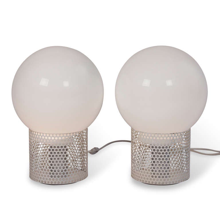 French Globe Lamps by Michel Boyer, Pair