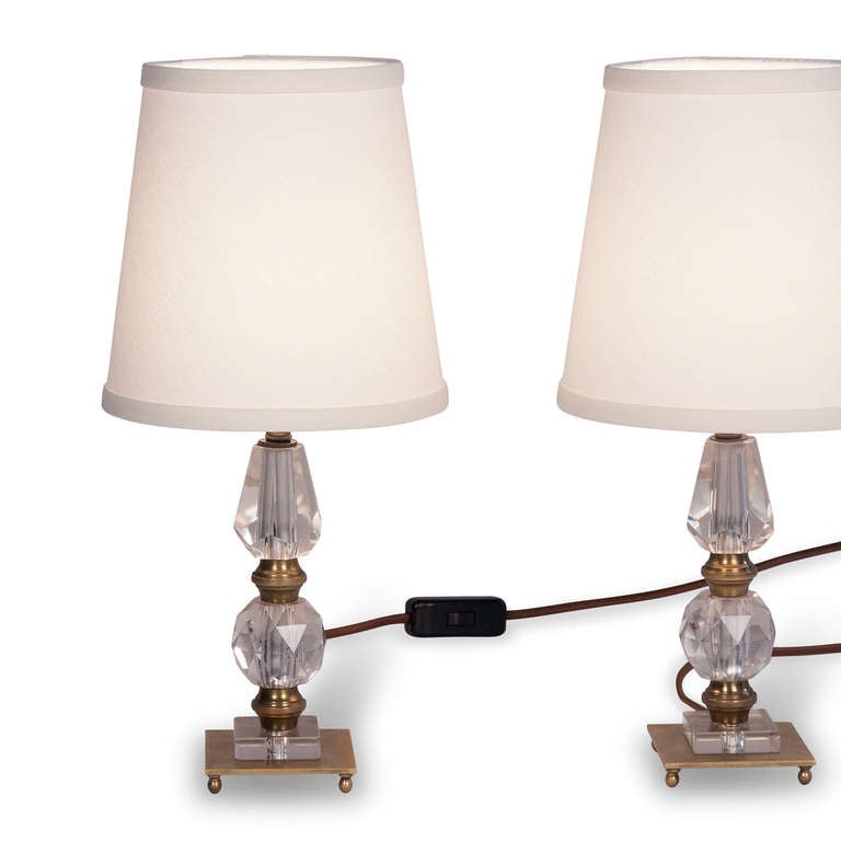 French Crystal Boudoir/Table Lamps, Pair