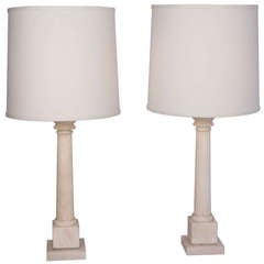 Alabaster Column Lamps, Pair
