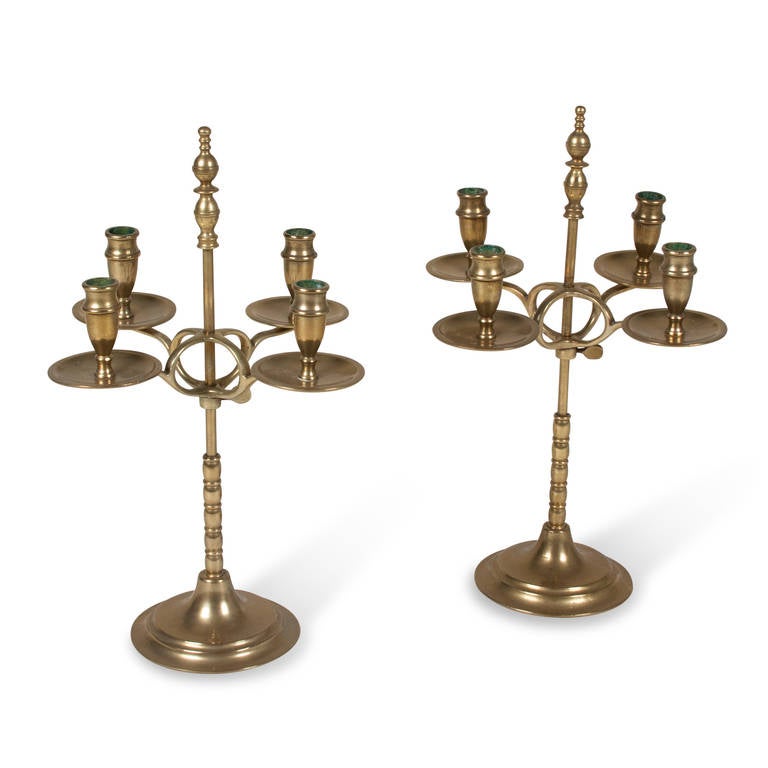 Pair of Brass Candelabras