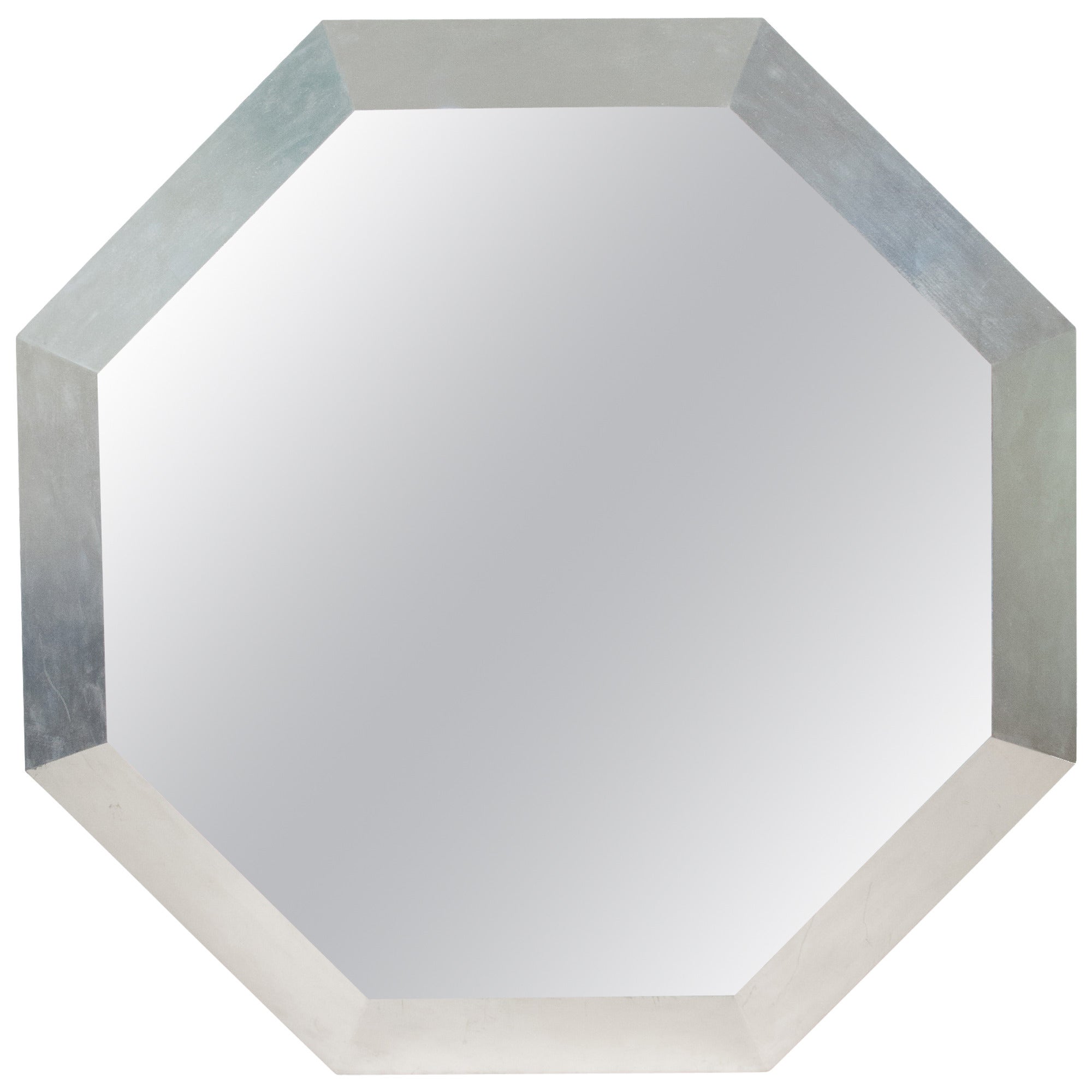 Silver Wood Frame Octagonal Mirror For Sale