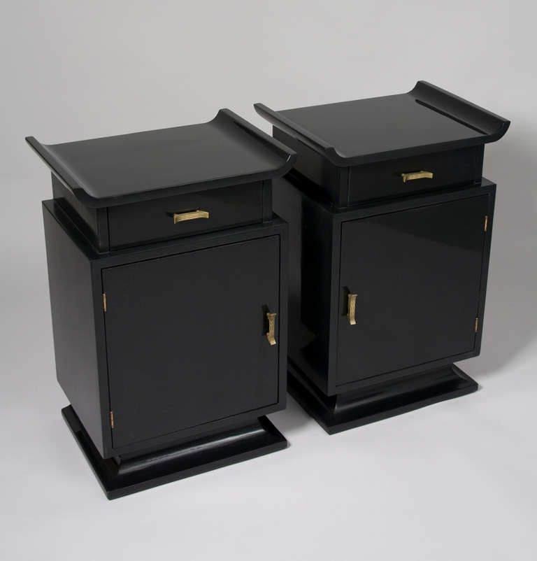 James Mont Lacquered End Tables, Pair 1